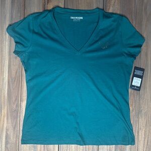 True Religion Teal V-Neck Women's Top